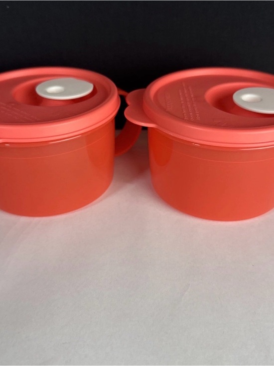 Tupperware Other - Tupperware Crystalwave Plus Soup Mug microwavable 2 cup / 500ml Set coral orange